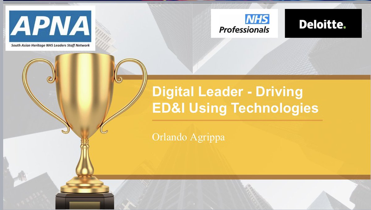 ApnaNhs's tweet photo. #APNAAwards23
Digital Leader - Driving ED&l Using Technologies π
This award will be presented to an individual or team who has/have used innovation in technology to improve healthcare and patient experience
Winner - Orlando Agrippa
#ThisIsAPNA #APNANHS https://t.co/XcAEvMnIm2