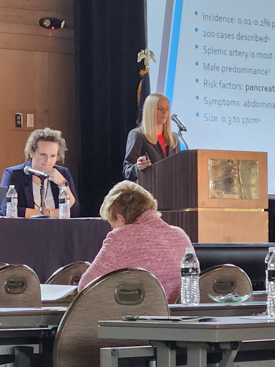 AJSooHooMD's tweet photo. Excellent discussion on endovascular  management of a giant splenic pseudoaneurysm by DDEAMC PGY2 CPT Tiffany Kippenberger @tiffkipp12 during the @VascularGeorgia. https://t.co/JvcFEJ8SQS