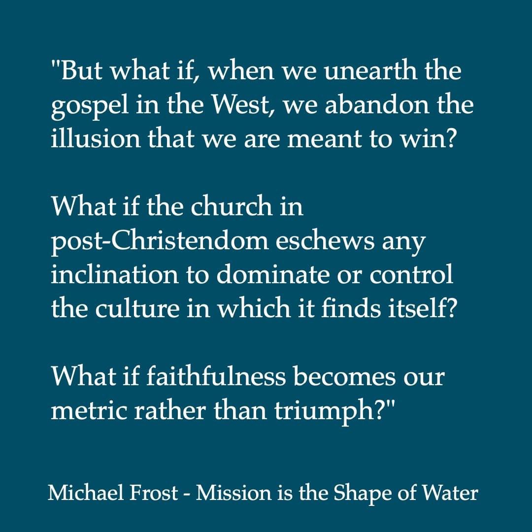 michaelfrost6's tweet photo. What if the church abandoned the idea we have to win a culture war? What if faithfulness became our metric not triumph? https://t.co/52A98OTuf2