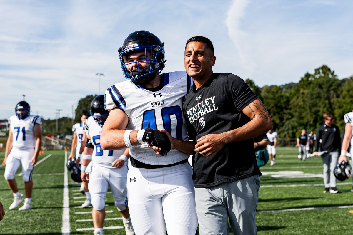BentleyFalcons's tweet photo. Congrats to @FootballBentley Head Coach Saj Thakkar on earning his first career win today! https://t.co/XxCxhQXJDe
