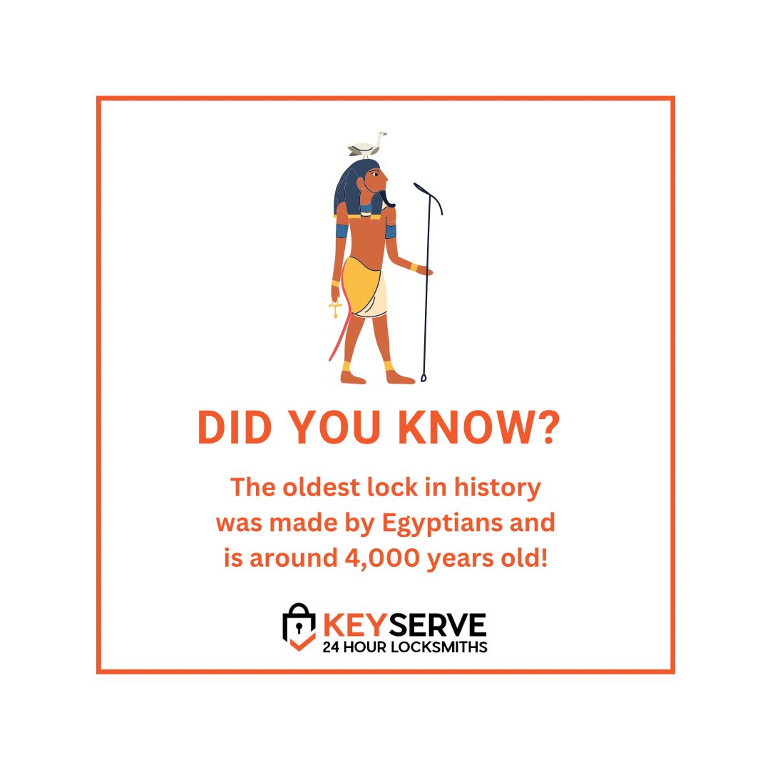 Locksmith fact 🔐 

Archeologists found the oldest known lock in the Khorsabad palace ruins near Nineveh. The lock was estimated to be 4,000 years old. It was a forerunner to a pin tumbler type of lock, and a common Egyptian lock for the time.

#Keyserve #KeyserveLocksmiths