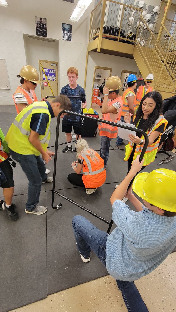 CoachFinger21's tweet photo. Construction pep rally - worked well with our new ball cart that came in....it was only put together a couple of times. 💜💛💜💛 https://t.co/5pUANyuBMe