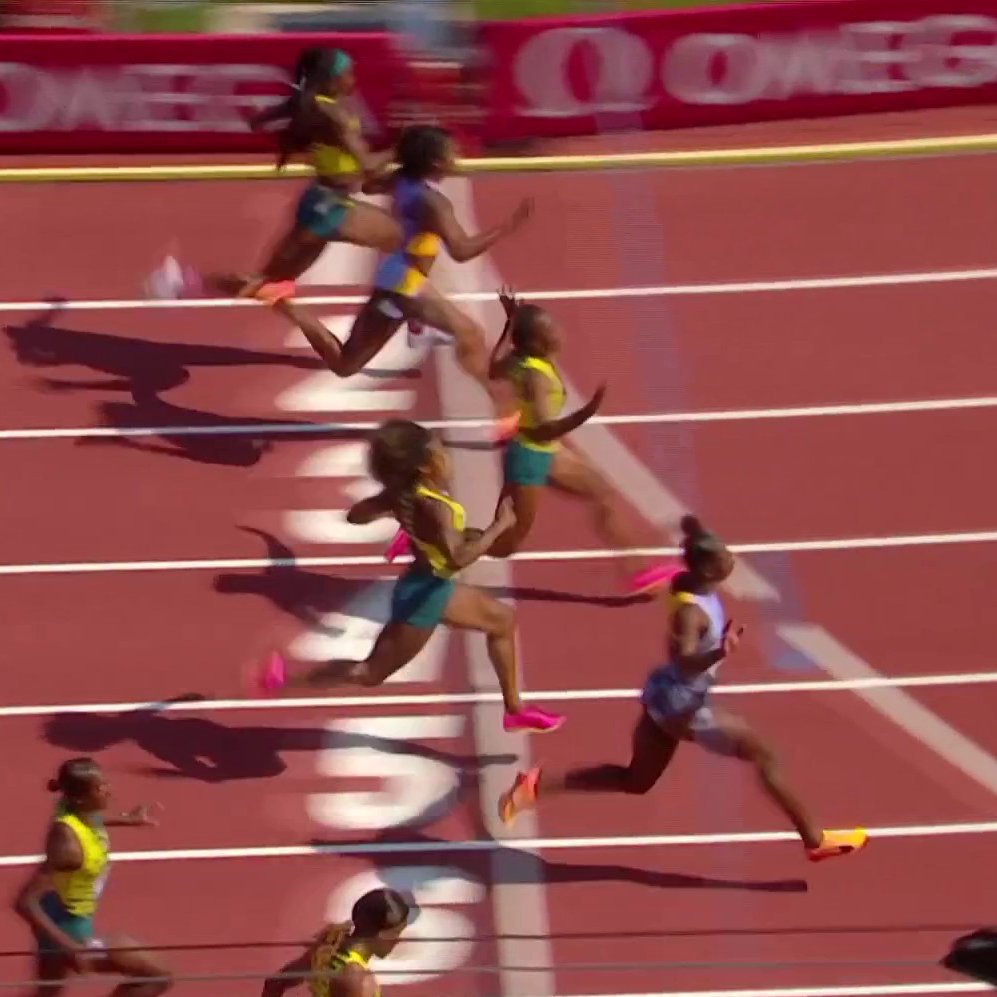 Six women 10.8 or faster in the #EugeneDL 100m

10.70🇯🇲Shericka Jackson
10.75🇨🇮Marie-Josee Ta Lou (SB)
10.79🇯🇲Elaine Thompson-Herah (SB)
10.80🇺🇸Sha'Carri Richardson
10.83🇺🇸Twanisha Terry (SB)
10.85🇯🇲Natasha Morrison (PB)
10.96🇬🇧Dina Asher-Smith
11.01🇬🇧Imani Lansiquot
11.18🇳🇿Zoe