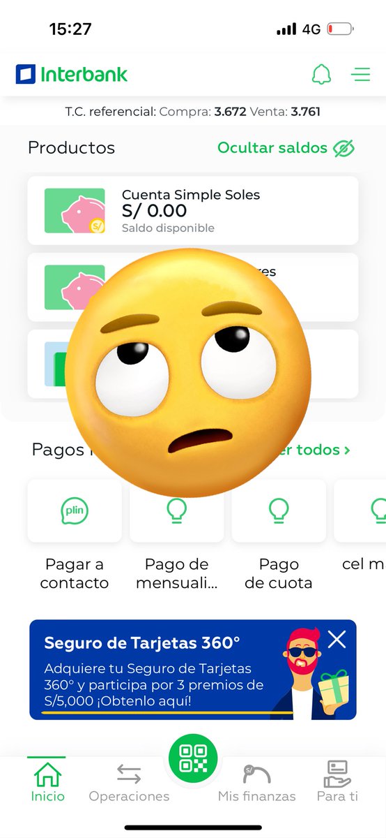 LCrisostomo7's tweet photo. Hola @interbank desde la mañana de hoy registro sin saldo disponible en mi cuenta de ahorros a pesar de haber tenido suficiente hasta ayer por la noche. Hoy hice un retiro desde mis ahorros a la cuenta de débito y no me figura la actualización del monto. Ayuda! https://t.co/CyIhUm3MRj