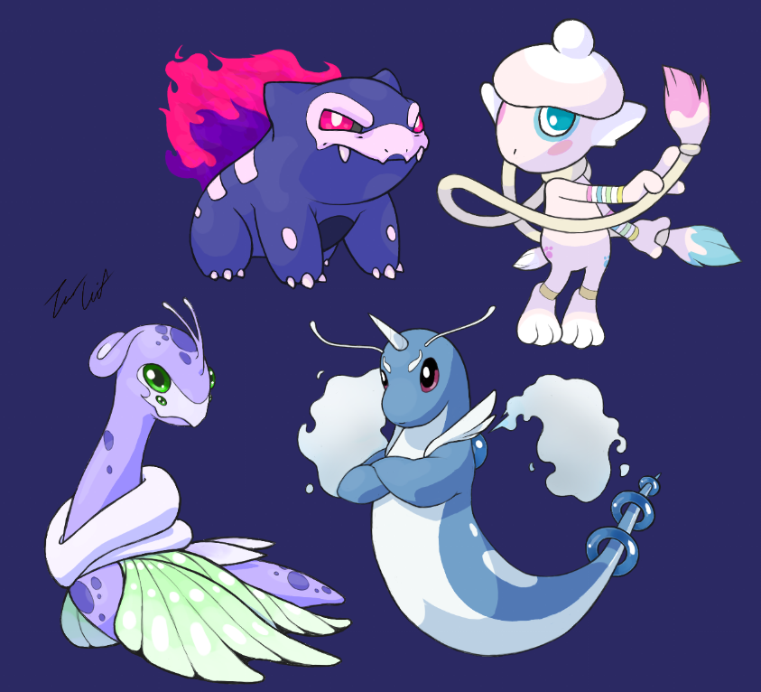 So... the Pokemon DLC dropped a few days ago. I haven't had the time to play it yet, but I figure it's a good a time as any to post some old #Pokemon art I did in the past. Some of this is oooold... (especially the type-swap stuff) Maybe I should do some new fanart someday?