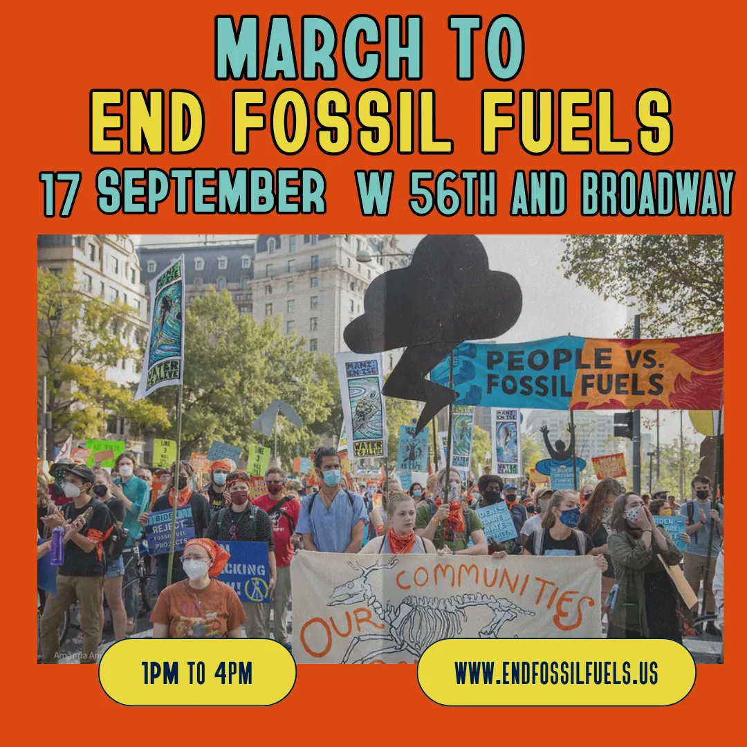 HarveyforNY's tweet image. 🌿✊ September 17th: Mark your calendars for the March to #EndFossilFuels in NYC! 🌍🚶‍♂️ Let&apos;s make a statement and show the world that it&apos;s time to create a #FossilFreeFuture. Sign up now at buff.ly/47oF90f and join the movement!