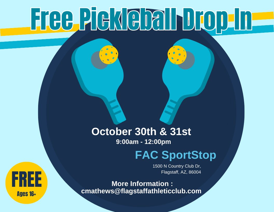 FlagAthClub's tweet photo. We will be offering two free Pickleball Drop In times to kickstart our Drop In season on November 1st. Our court surface has been refurbished and we've added 2 new courts bringing our total to 8! Get a head start on winter and enjoy some free indoor pickleball with us! https://t.co/bXWCvJnoQ8