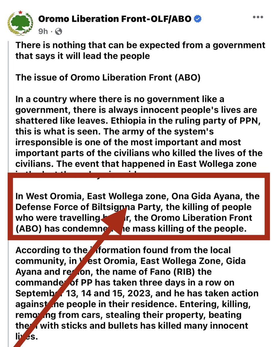 amorawwub's tweet image. .@OdaaTarbiiWBO Oromo Liberation Army (OLA) International Spokesperson claims that Amhara Fano killed Oromo civilians in east Wellega. The Oromo Liberation Front, the organization @OdaaTarbiiWBO works for, accuses the Oromo-led Prosperity Party soldiers of committing the crime.…