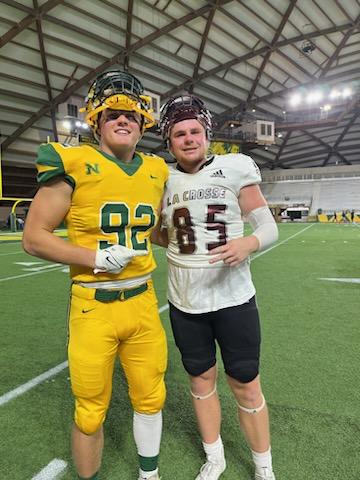 #AlwaysASpartan!!! Joe Mueller and Dryden Schaefer - Spartan Brotherhood lives on postgame today in the Dome! <a href="/UWLEagleFB/">UW-La Crosse Football</a> <a href="/NMU_Football/">NMU Football</a> #WeAreVPM!