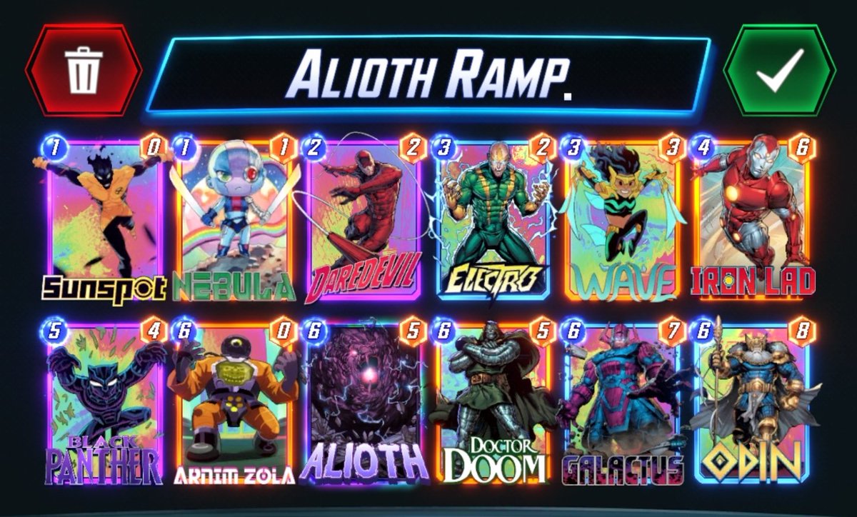 JaredWallin's tweet photo. I've played @MARVELSNAP since the first season, never hitting Infinite but getting stuck in the mid-nineties the last 3 seasons. I *finally* broke through after being stalled in the 90's for a week with Alioth Ramp. And it was by dropping a Turn 5 Galactus against a Loki deck. 😅 https://t.co/242p9IzqQq