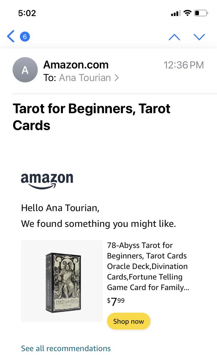 AnaTourian's tweet photo. You can’t make this stuff up ☹️😢@amazon yet again is recommending a counterfeit version of my tarot deck. You know the one that’s actually printed by @usgstarot under their copyright.
Nice to know that they care about the quality of their products and copyrights. Not. https://t.co/K1xZHnuZKo