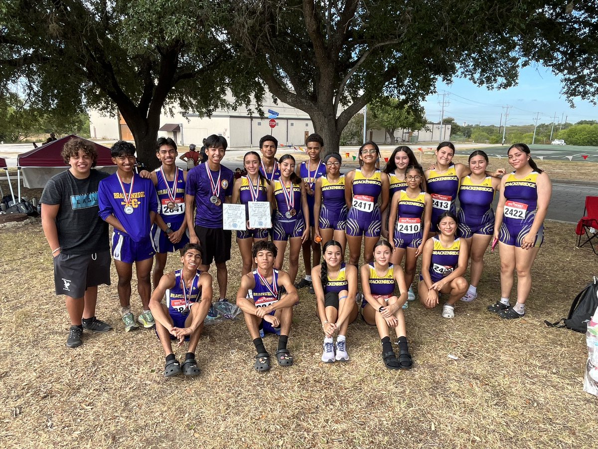 SABrackXC's tweet photo. Congratulations to all our runners and fans. #WeRun210 @CoachSASalas @sapolinar1 @LillyCalawayMEd @SAISDBrackHS https://t.co/srmXKvQ8C3