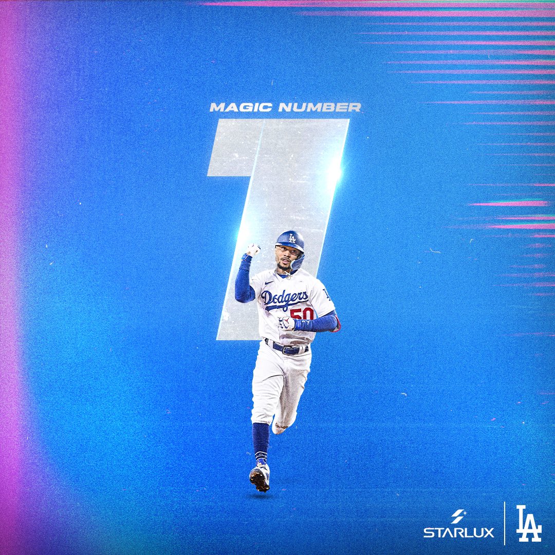 Dodgers's tweet photo. Magic number: 1️⃣ https://t.co/IJ8iBfIM6O