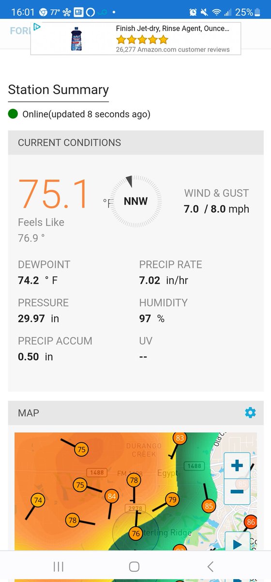 Grenade86's tweet photo. Mother Nature trying to dig the Woodlands out of drought in an hour...7 inches/hr and and over 1.75 inches in about 20 minutes... https://t.co/kHv1PIB8NQ