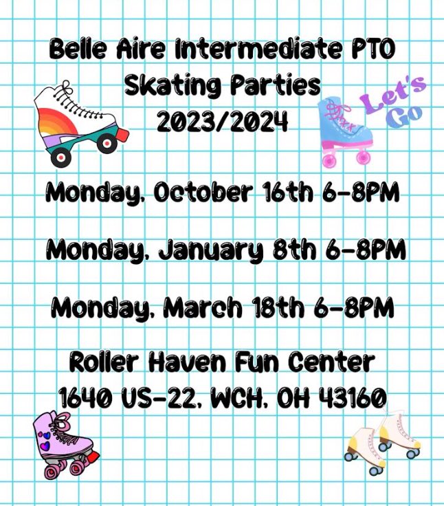 Mark your calendars for the 23-24 Belle Aire 🛼 parties. Join the fun!