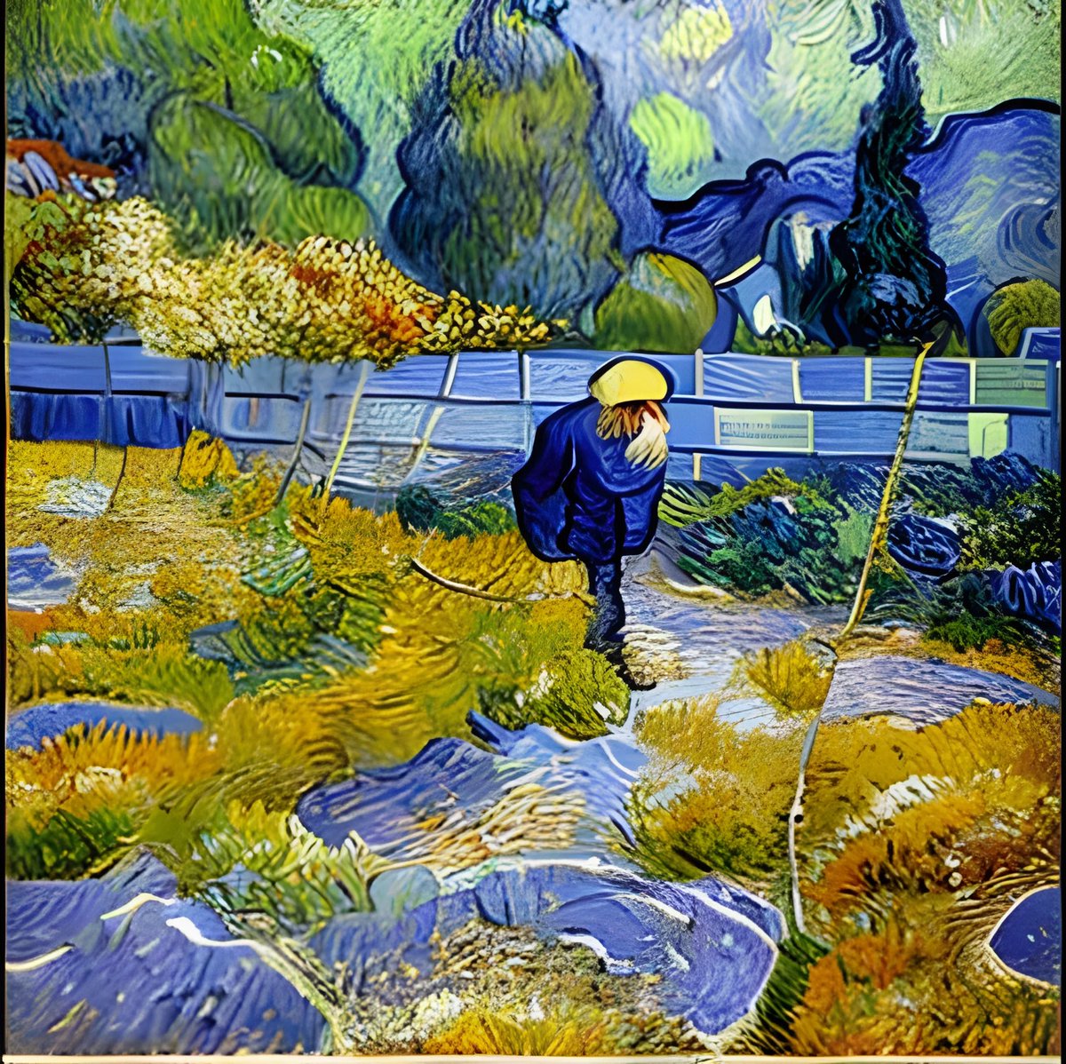 delkon's tweet photo. @WholesomeMeme This is what I got putting it through an AI Van Gogh program https://t.co/1X64WEUA3k