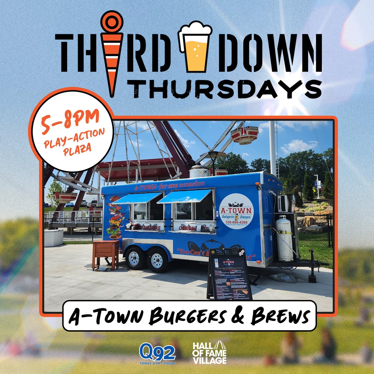 Third Down Thursday is next week!

🗓️Thursday, September 21st
⌚ 5 PM to 8 PM
🎸 Luke Schreffler
🍔 A-Town Burgers &amp; Brews