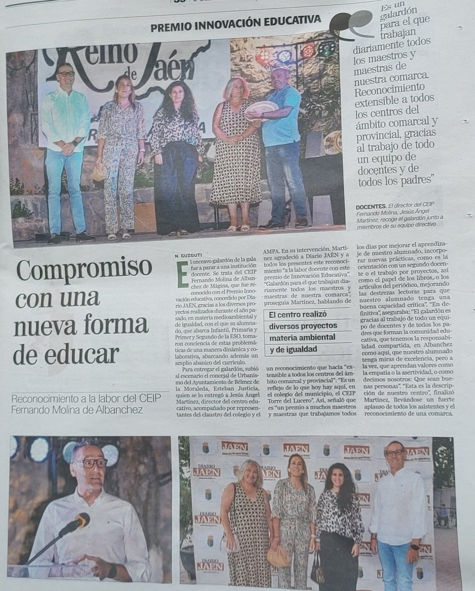 El trabajo en equipo y profesionales de la educación comprometidos. #ceipfernandomolina
<a href="/DiarioJAENes/">Diario JAÉN</a>