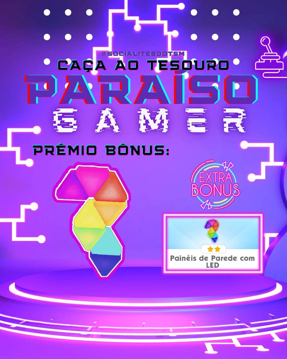 Socialitesdotsm's tweet photo. O Caça ao Tesouro "Paraíso Gamer" está de volta para a alegria dos novos jogadores.

Esse evento de 2020, retorna trazendo itens modernos e descolados para a garotada. https://t.co/zR7GVtxou6