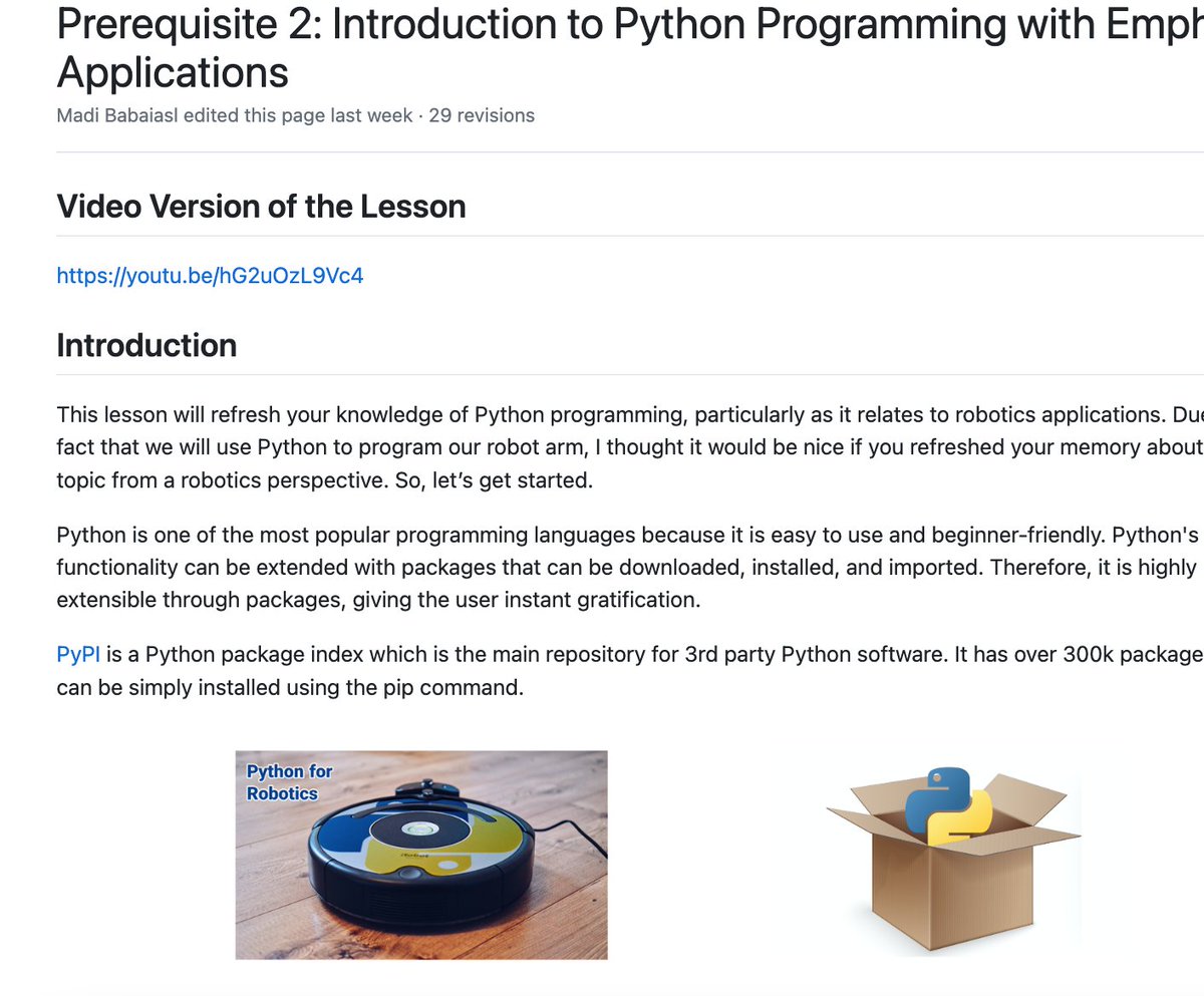 madibabaiasl's tweet image. Students wrote their own version of the codes for different parts of the Prerequisite 2: Introduction to Python Programming with Emphasis on Robotics Applications lesson.
Example:
- github.com/DMontes98/MENG…
#modernrobotics #robotics #pythonprogramming