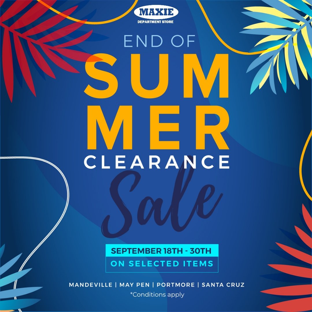 Maxiestores's tweet photo. 🚨END OF SUMMER CLEARANCE #SALE🚨 

Our end of summer clearance is almost here. Sale begins Monday, September 18th. 

Shop and save on selected items storewide. 😃👞👗👔

#MaxieStores is your one-stop shop. 

*Conditions apply.*
 #EndOfSummerClearance https://t.co/XCEHE94g5l