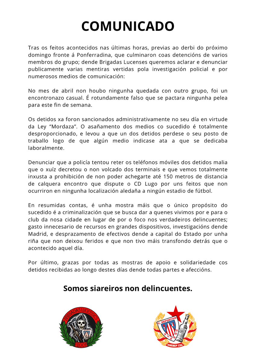 KnebepCDL's tweet photo. SOMOS SIAREIROS, NON DELINCUENTES https://t.co/P65puoi9us