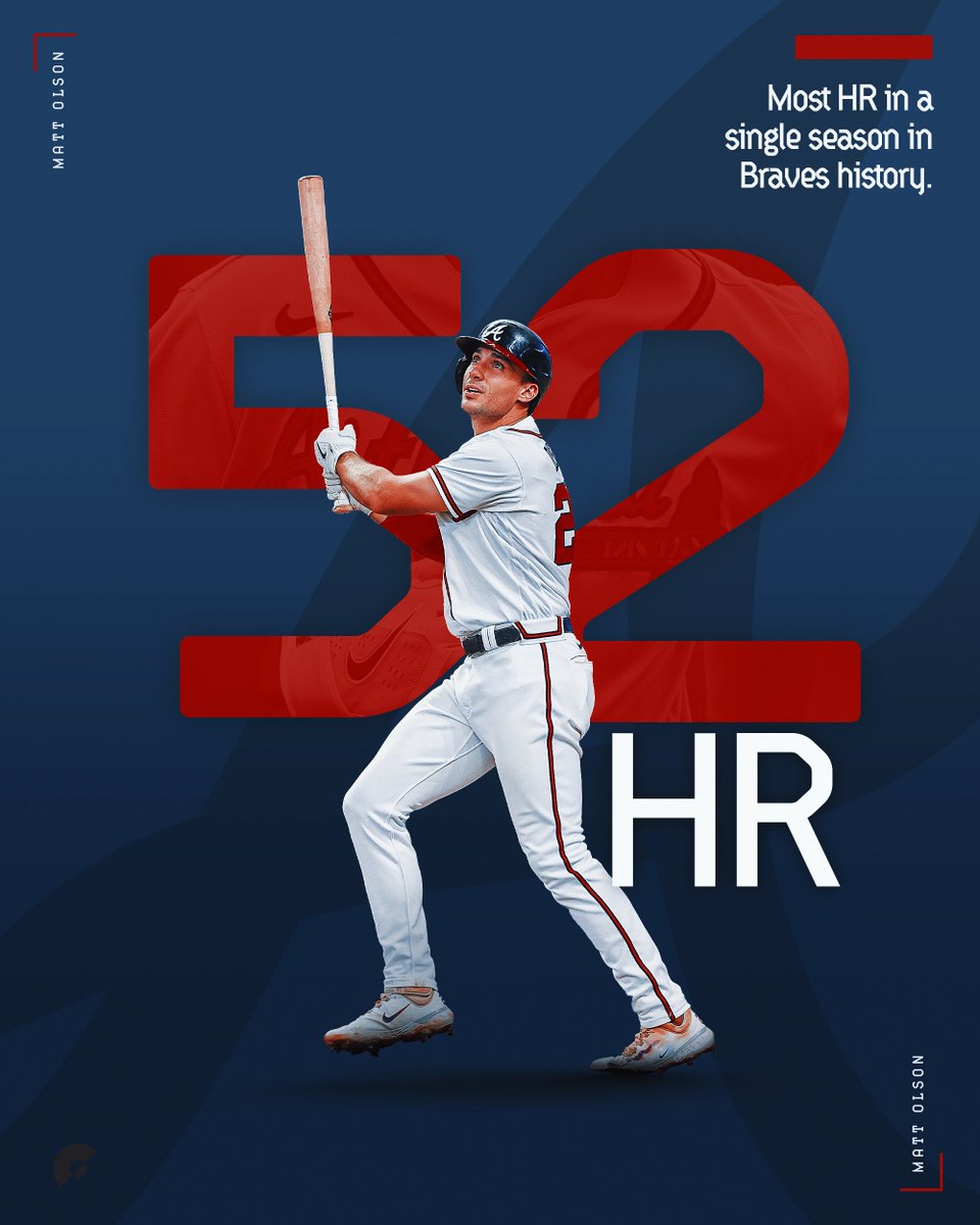MLB's tweet image. Matt Olson sets a new franchise record for the @Braves!