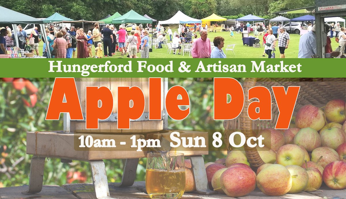 Hungerford Apple Day & our last 2023 market on Sun 8 Oct, 10am to 1pm at the Croft Field RH17 0HY FREE ENTRY dogs on leads welcome. Bring apples to press into juice to take home. @ILoveHungerford #appleday2023