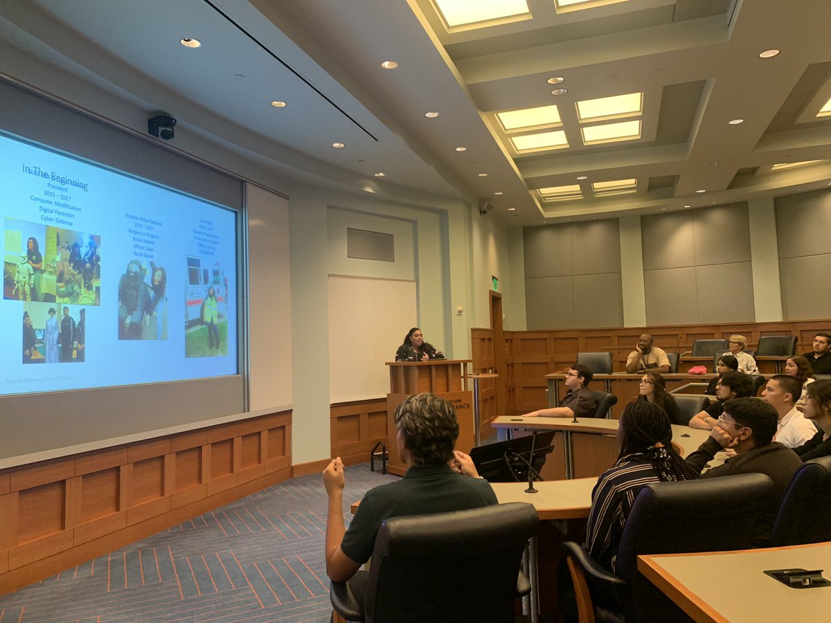 What a treat! <a href="/AldineHS_AISD/">Aldine Senior High School-Aldine ISD</a> #ClassOf1991 Alumni, Eddie M., jumped at the chance to lead Cyber/Networking seniors on a tour of the Federal Reserve Bank. Cyber Instructor, Ms. Harvey, was also in for a treat! Her Cyber student, shared her journey from high school to the Fed. 👏🏾✨