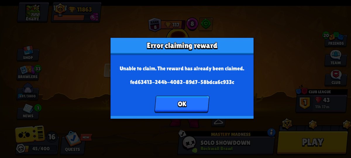 killyage's tweet photo. @BrawlStars Brawl Stars I won the Rhodeo Hank giveaway but it didn't give me the reward. It's say someone reedemed it, I was so excited please fix it. The creator (@tara_ko0630) blocked me. Please do something Im so happy I won. The images is my brawl account. Twitter account that scammed.🙏 https://t.co/dYvb81urOD