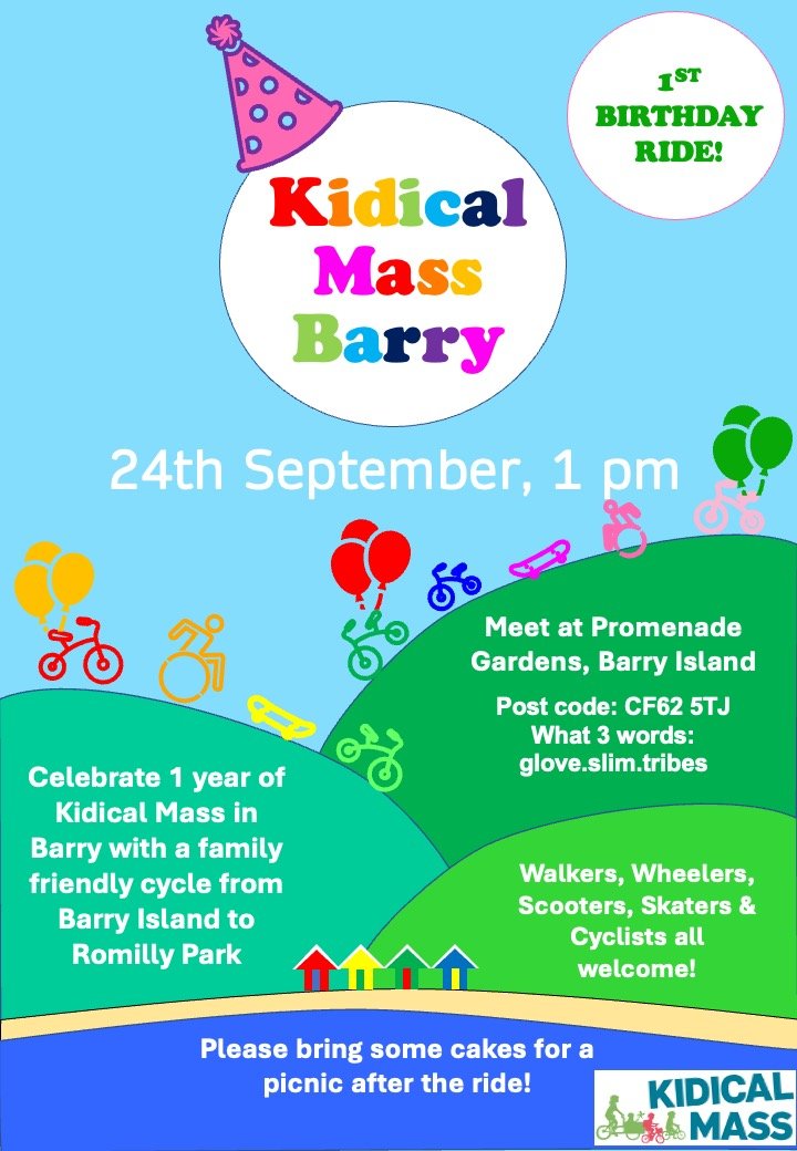 KidicalMBarry's tweet photo. Happy 20mph day! To celebrate, we're sharing our route maps for next Saturday's birthday ride!
We've got a main &amp; a mini route.
Main: for 6+ or non-stabiliser riders &amp;scooters.
Mini: for all the brilliant balance bikers!
Join us for cake &amp;fun from 1pm. Please spread the word! https://t.co/B8hyOFC3vo