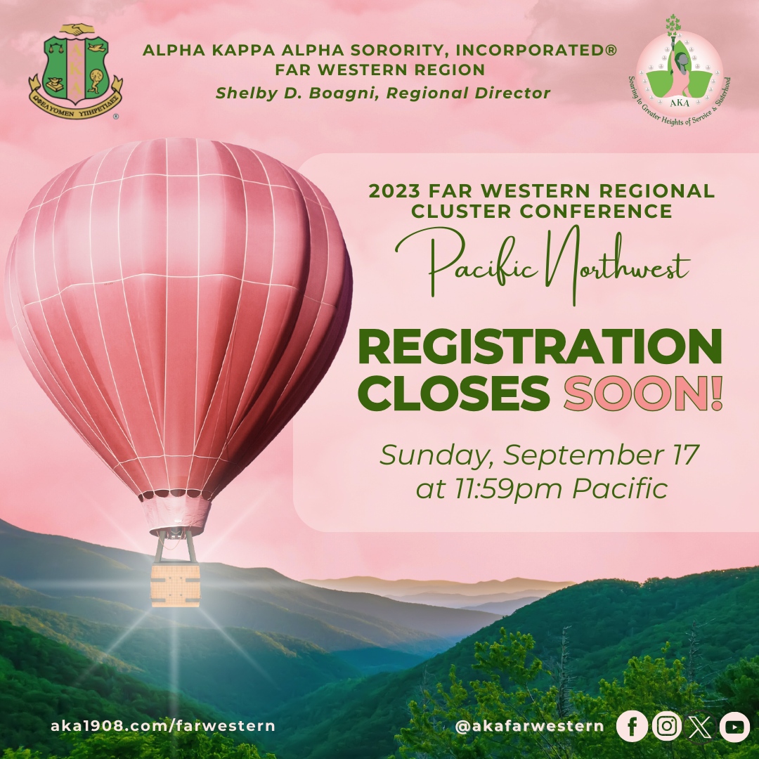AKAFarWestern's tweet photo. Pacific Northwest Cluster! Don’t miss your chance to attend the 2023 Pacific Northwest Cluster Conference in Tacoma, Washington. Regular registration closes TOMORROW at 11:59pm! Register NOW!  #aka1908 #akafwr #PNWPOISED https://t.co/3tqJK3jAb6