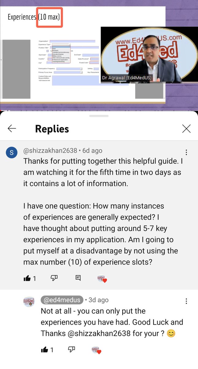 Ed4MedUS's tweet photo. More ERAS CV questions! Here is the #ERASCV for #Match2024 webinar by Dr Agrawal. https://t.co/oFwvZrJtJq with examples on experiences, preferences, signaling & his recommendations. Good Luck!๐
#PersonalStatement #ResidencyInterview #IMG #ECFMG #USMLE https://t.co/kTPcJwrDnO