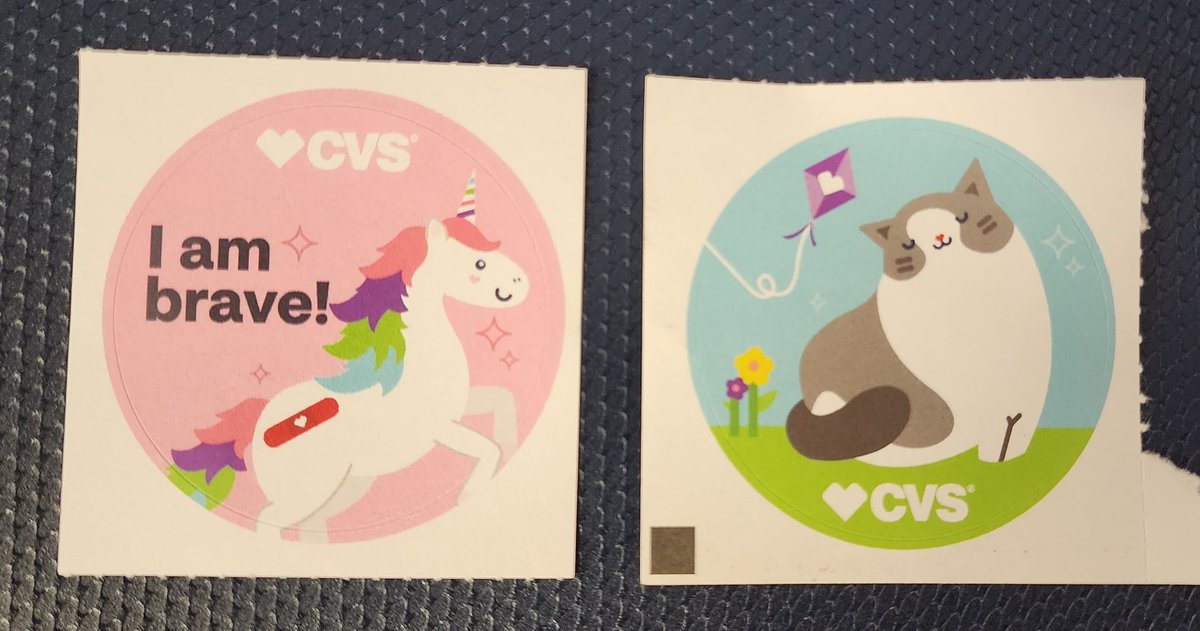 sketchy02's tweet photo. You're never too old to appreciate a sticker after your covid and flu shots! https://t.co/ffencauy4K