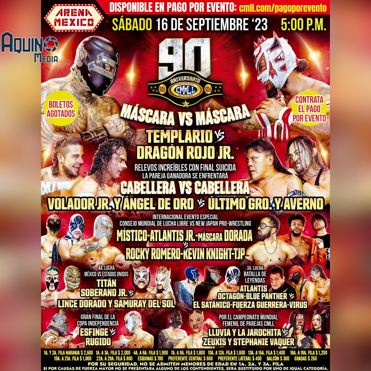 aquinomedia95's tweet photo. Hoy la función del #90AniversarioCMLL

🕔 5:00
📍 @Arena_MX
#LuchaLibre #Wrestling
🌐 https://t.co/hyNEW9qFxT https://t.co/BAJzqzte9H