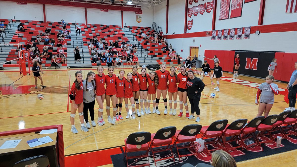 MilfordVball's tweet photo. Volley For A Cause comes to close as @MJHS_Athletics Volleyball sweeps Lebanon! Thank you all for your support! ❤️ @Milford_Eagles @FlockOur https://t.co/FY7zRnegUt