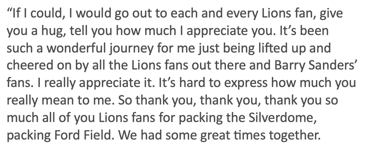 PrideOfDetroit's tweet photo. Barry Sanders' message to Lions fans: https://t.co/DXZ6QEaXYZ