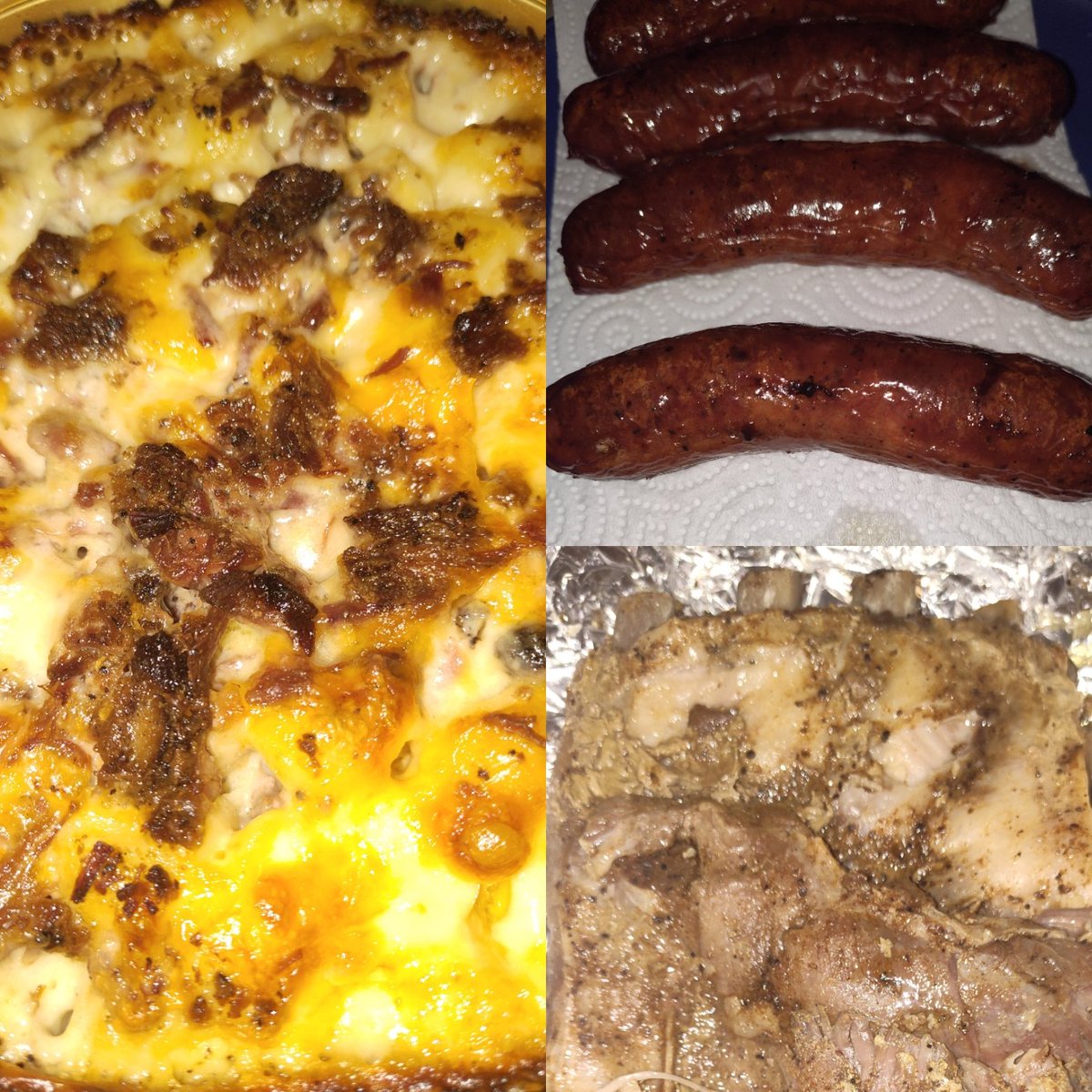 UnkleFlip's tweet image. Dinner For 1: Brisket Mac N Cheese, Sausage, Spare Ribs.. #FatBoyProblems