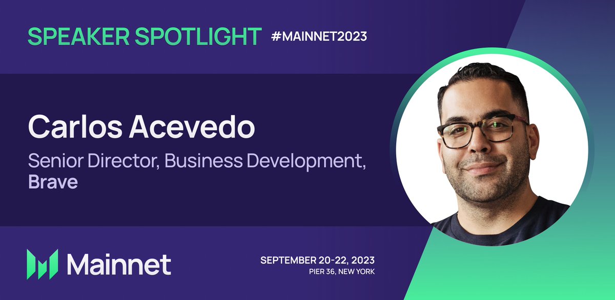 Look who's speaking at #Mainnet2023!

Carlos Acevedo, Senior Director, Business Development, <a href="/brave/">Brave</a> will be speaking Sept 20-22 in NYC.

Grab your tickets today 👇
bit.ly/3YwN9bF