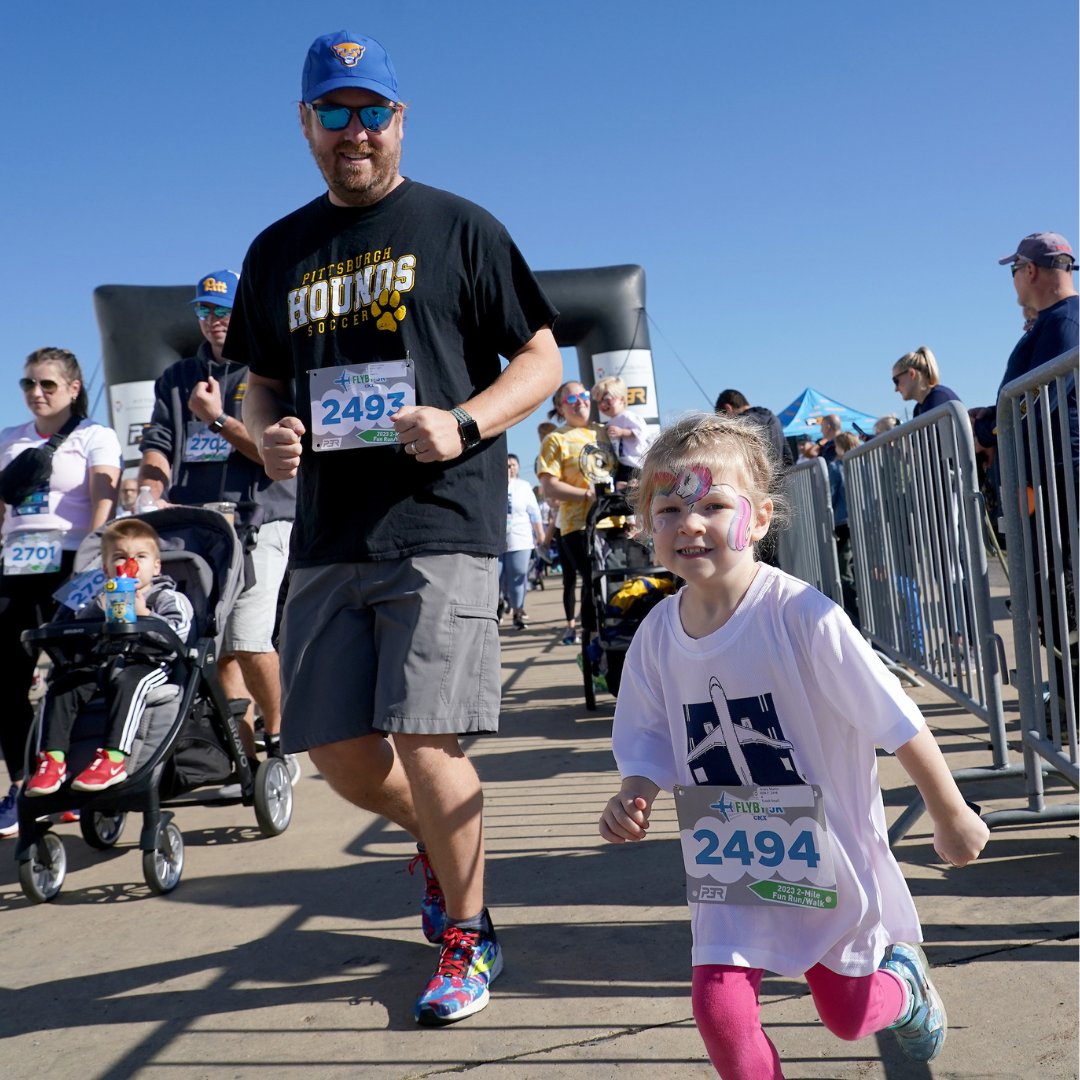 P3RmovesPGH's tweet photo. We had so much fun this morning when a record number of you earned your wings at the 2023 FlyBy 5K and 2-Mile Fun Run/Walk presented by @CNXtweets! It was a sunny and family fun-filled day to run, jog, walk, or ride the runway at @PITairport! #MOVEPittsburgh #FlyBy5K https://t.co/iNQwmHIltk