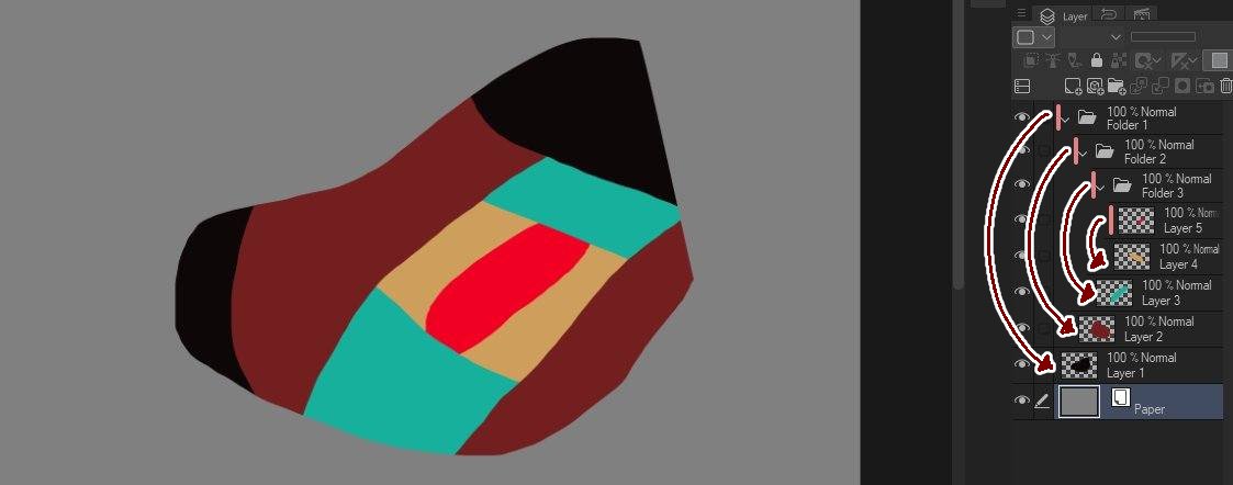 budkalon's tweet image. Some @clipstudiopaint cheat:

If you want to nest multiple clipped-layers, you can use groups. 
But notes that: 
-make sure the group&apos;s blending mode is &apos;normal&apos; 
-it needs to be nested internally instead of linearly 
#csp #clipstudiopaint #CSPtips