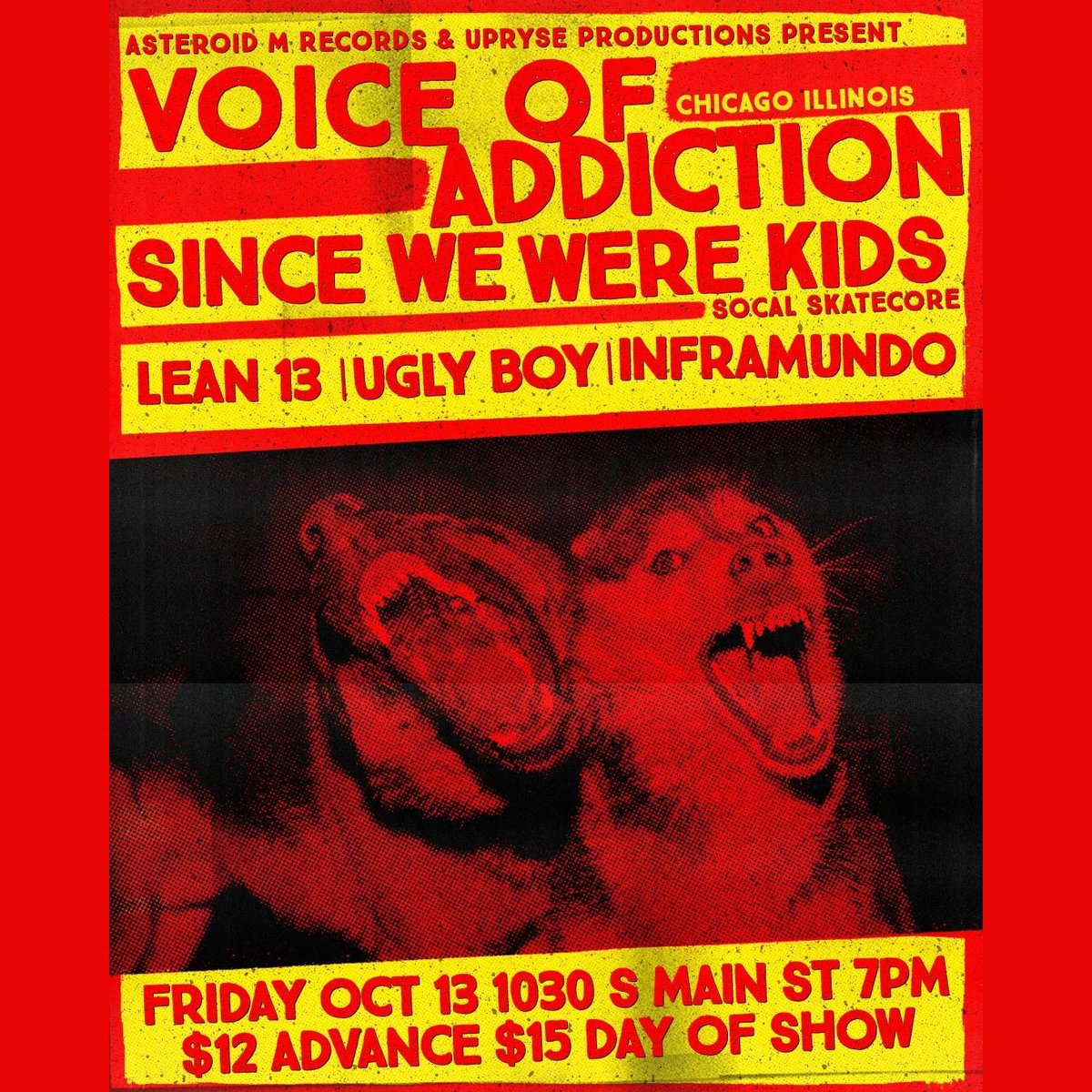 FRI OCT 13th LAS VEGAS NV <a href="/VOArockers/">Voice Of Addiction</a> (chicago) <a href="/SinceWeWereKids/">Since We Were Kids!</a> #Lean13 #UglyBoy #Inframundo at the huge lot on Main (ask a punk) from #AsteroidMrecords #punkshow #punk #VoiceOfAddiction #Chicagopunk #punkrock #VOA #DIY #FYP #WildintheWest