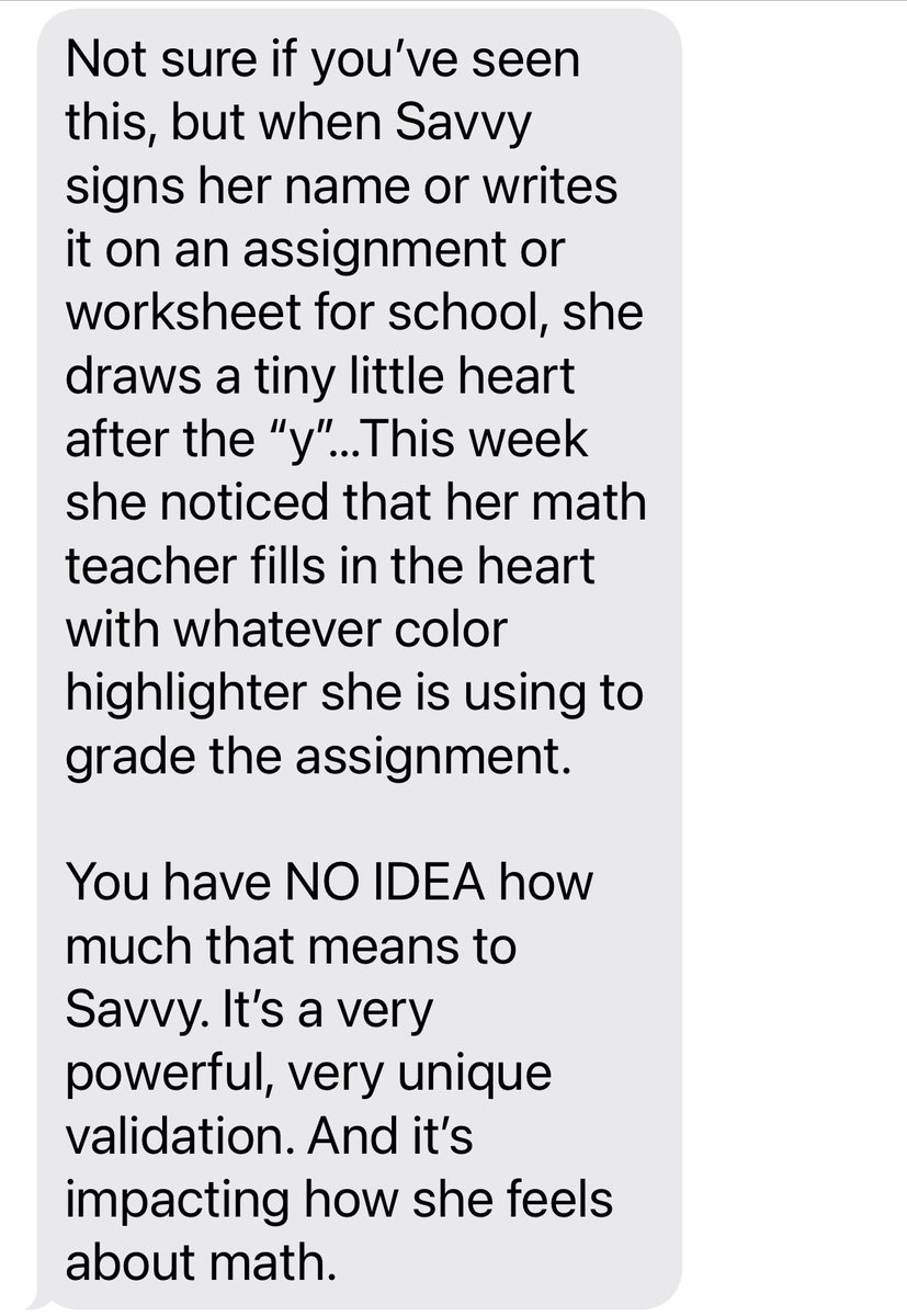 My brother sent me this text about his daughter. 

Teachers make such a difference!