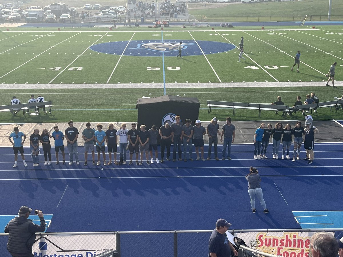 DSU_Baseball_'s tweet photo. Our 2023 All-Conference &amp; All-American players were recognized at half of today’s Homecoming football game.

1st Team
@ohhhhmason
@walker_hultgren
@samueltyrpa All-American
@JDKirchner All-American

2nd Team
#RyanMcDaniel
@GrantSvikulis

HM
@_chris_burke55
#NicholaiArbach

⚔️⚾️💪🏼 https://t.co/WTZSIDcaYn
