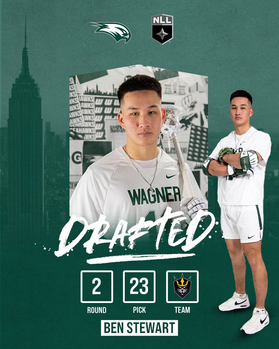 WagnerLacrosse's tweet photo. Ben Stewart drafted 23rd overall by @SealsLax in the 2023 @NLL Draft!

We are so excited for Ben to achieve the next step in his lacrosse career. 

Congratulations Ben!!!

#ProSeahawks https://t.co/Ui6z90J6HY