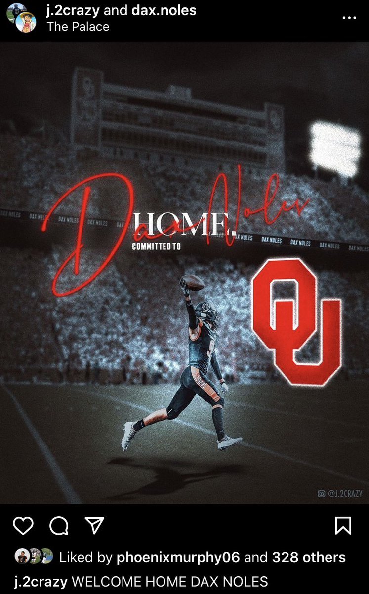KREFsportsTV's tweet photo. Per Instagram:

Norman High safety Dax Noles (@Dax_Noles) is staying home. Noles has accepted the PWO offer from OU. ‼️ https://t.co/Q4wbE0rnba
