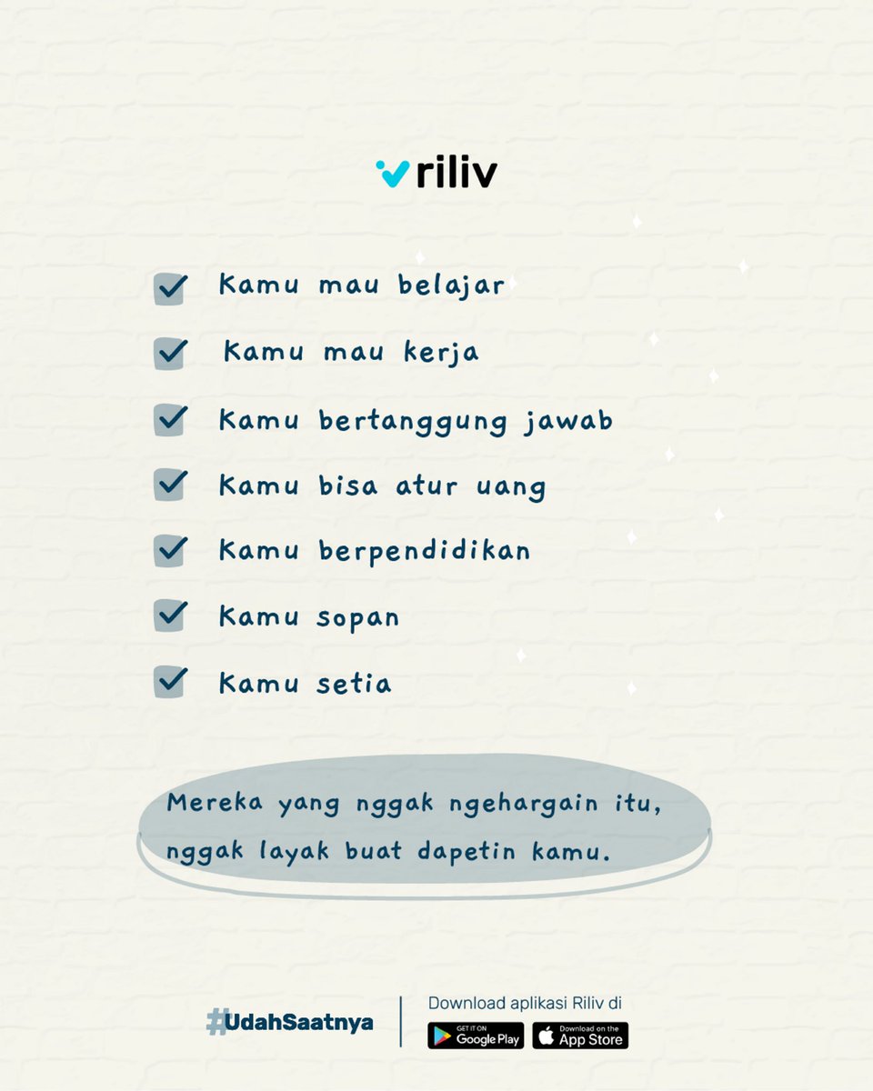 riliv_app's tweet photo. Jauhin diri kamu dari mereka yang gak bisa liat dan hargain value kamu ya✨ https://t.co/0fLdbOd07K