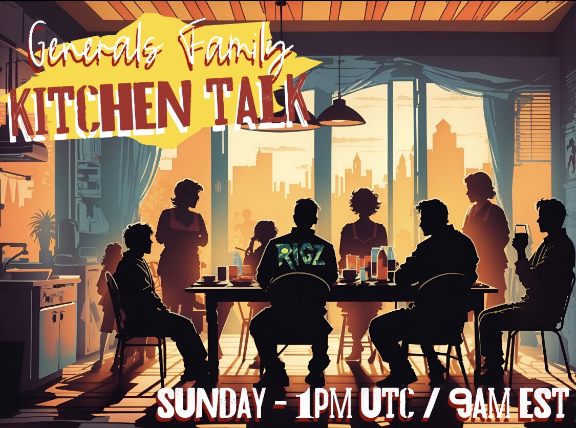 GeneralsMum's tweet image. We are proud to announce that we are having a @RIGZNFTs Family Gathering🎉

We look forward to seeing you all for some fun times in the Kitchen. 

Please feel free to share around the extended and wider web3 family 💕💕

(Updated artwork)