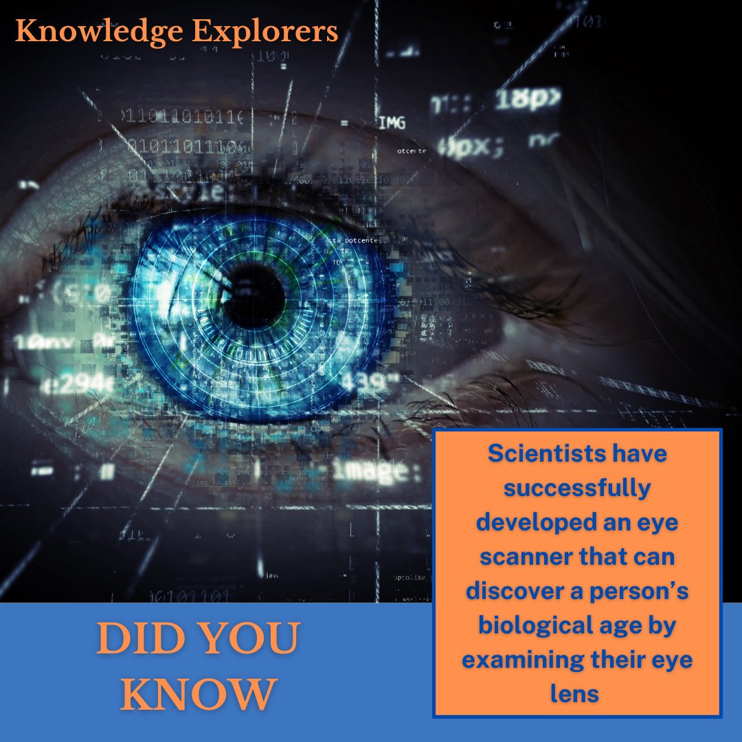 KnowledgeExp1's tweet image. Scientists have created an eye scanner capable of determining a person&apos;s biological age through eye lens analysis. Stay updated with Knowledge Explorers as we delve into the latest scientific marvels.#BiologicalAge #EyeScanner #KnowledgeExplorers #ScienceAdvancements #Innovation