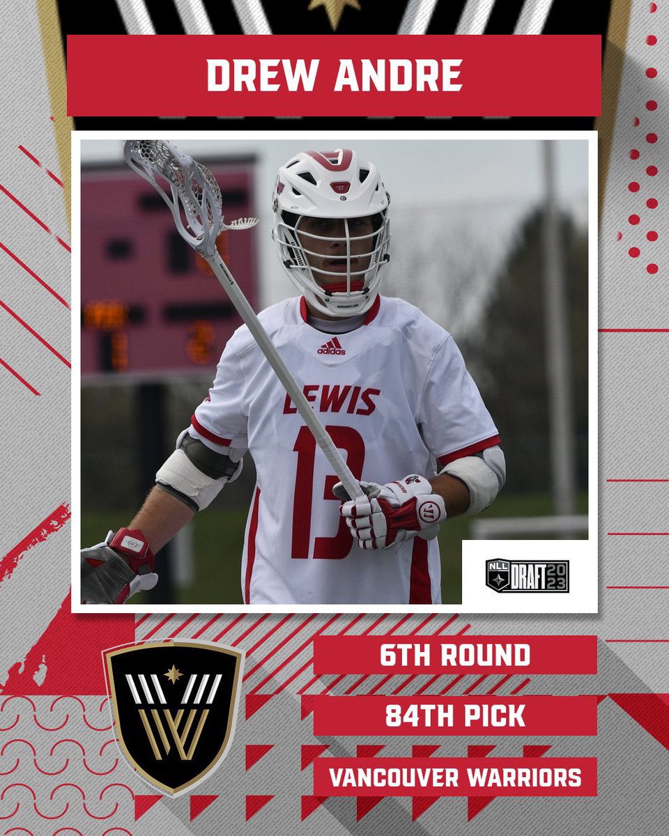 LewisMLax's tweet photo. Congratulations to Graduate Midfielder, Drew Andre on being selected 84th overall in the @nll entry draft by the @nllwarriors 

The captain leads the program all-time in points by a Midfielder and has been an All-GLVC selection for the Flyers. We are so proud of you, Drew‼️ https://t.co/FQgznWB5js
